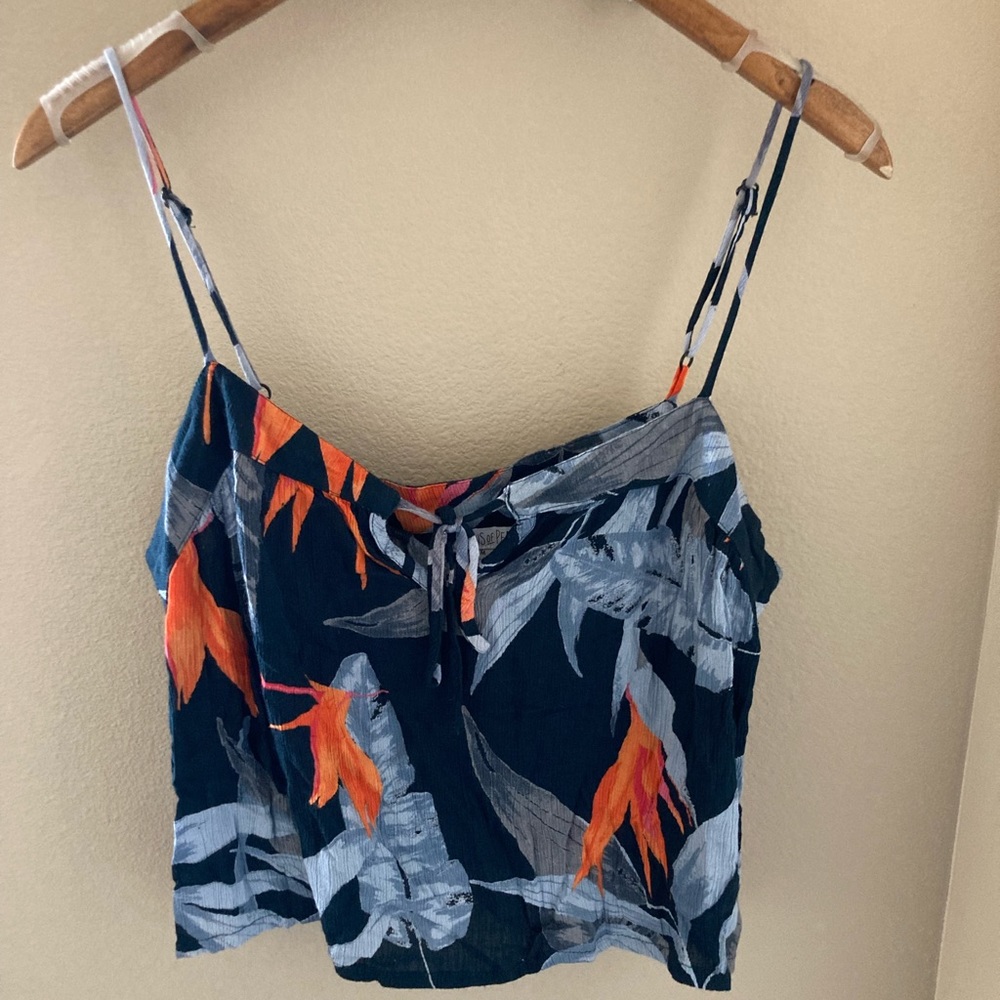 Patrons of peace floral cropped tank top.